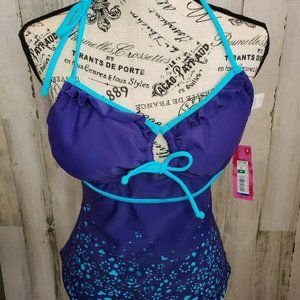 NWT Xhilaration Women's Purple & Teal Halter Swim